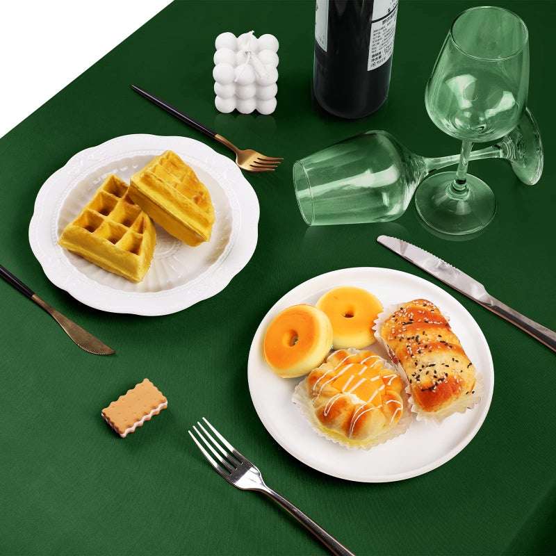 TURSTIN 4 Packs Satin Tablecloth 102 x 58 Inch Overlay Satin Table Cover Rectangle Bright Silk Tablecloth Smooth Fabric Table Decoration for Wedding Banquet Party Events  Dark Green - Image 5